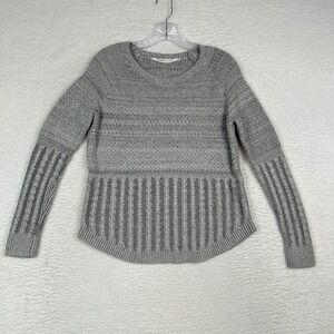 Athleta Borealis Sweater Merino Wool Blend Gray Knit Crew Neck Women's Small
